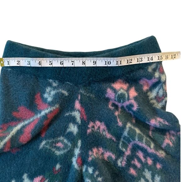 Daily Practice By Anthropologie Women's Floral Cozy Flared Pants Teal Large - Picture 6 of 7
